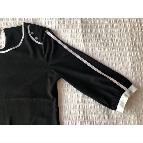 Spense Black Blouse with White and Button Details - Picture 13 of 14